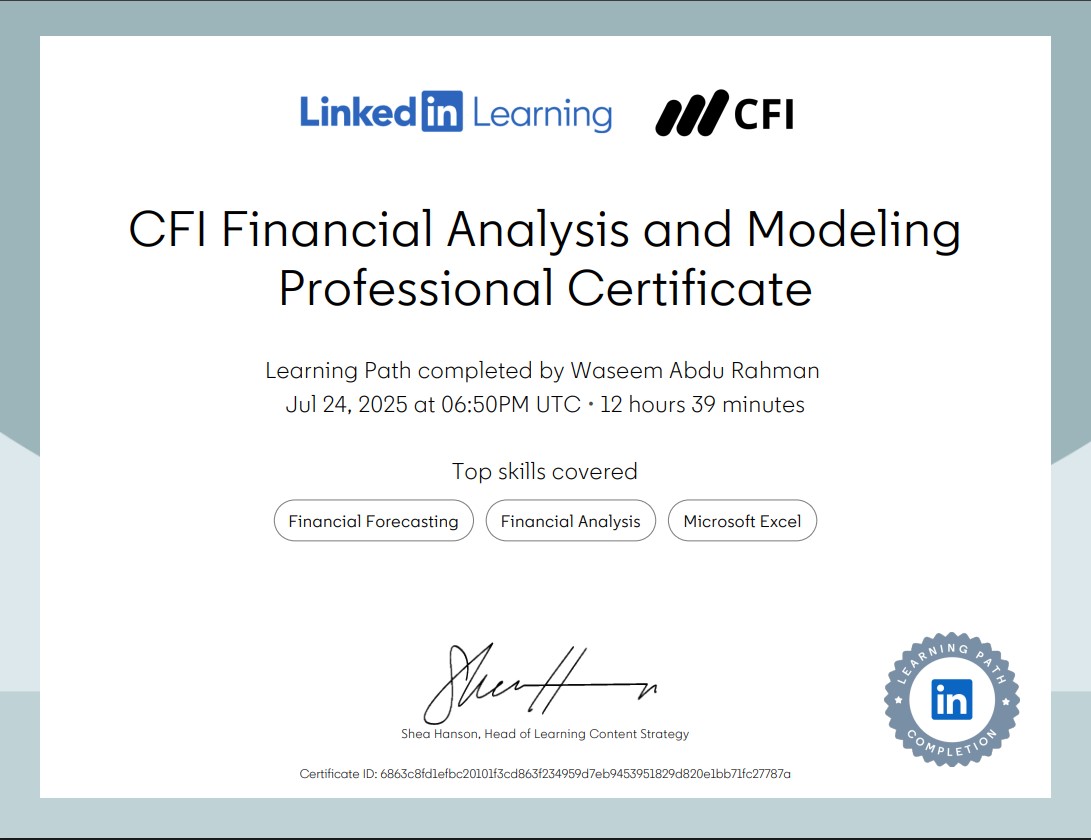 Financial Analysis Certificate